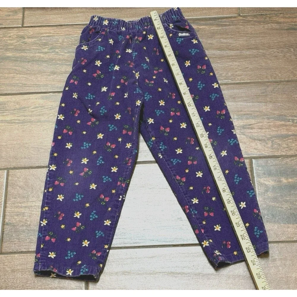 Vintage Oshkosh BGosh Girl's 5 Corduroy Fruit Pants Strawberries Blueberries USA